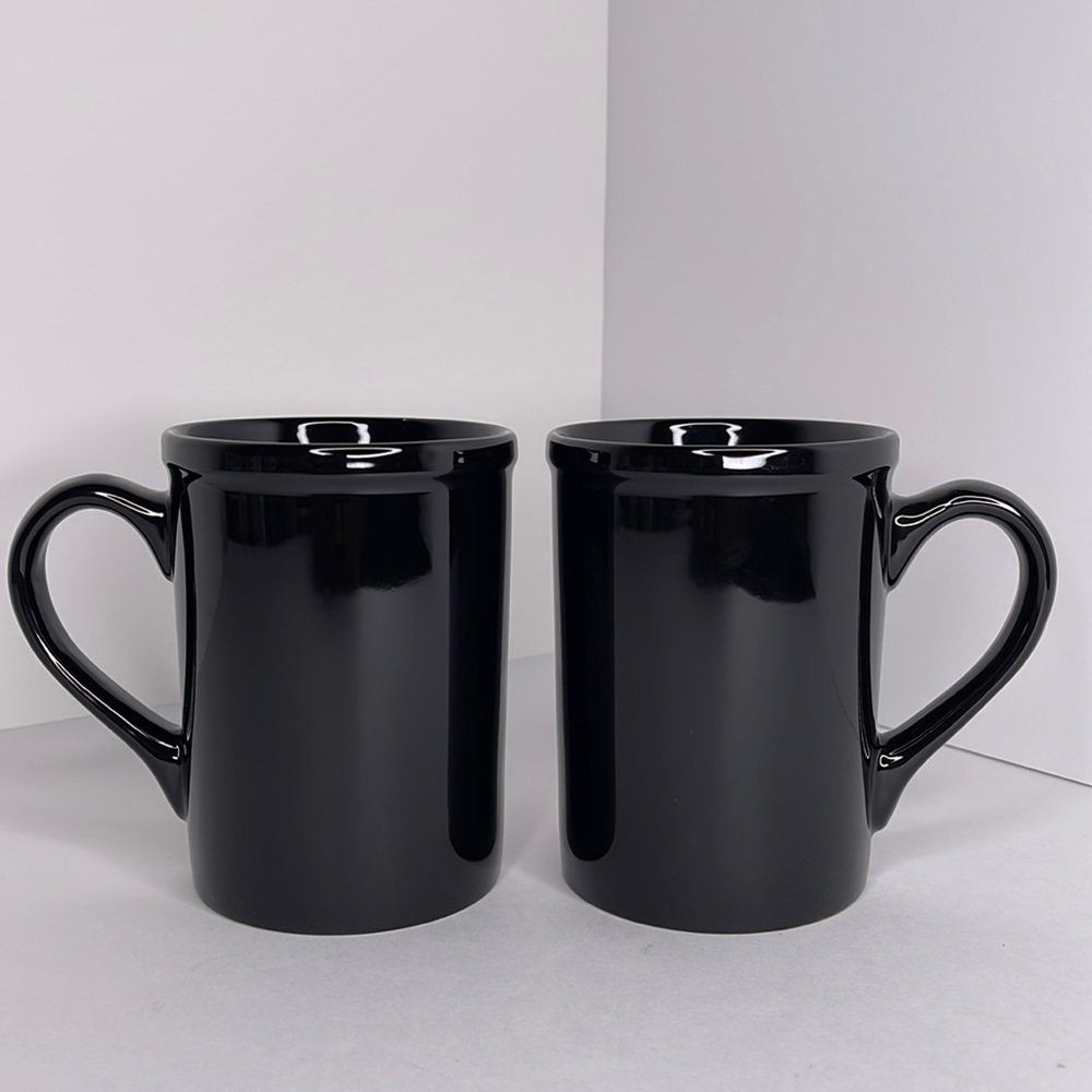 Set of 2 Black 10 oz Rimmed Mugs